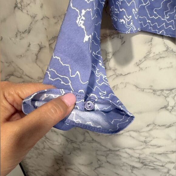 NEW ASTR the Label Purple White Abstract Draped Front Back Tie Cropped Top L - Picture 11 of 15